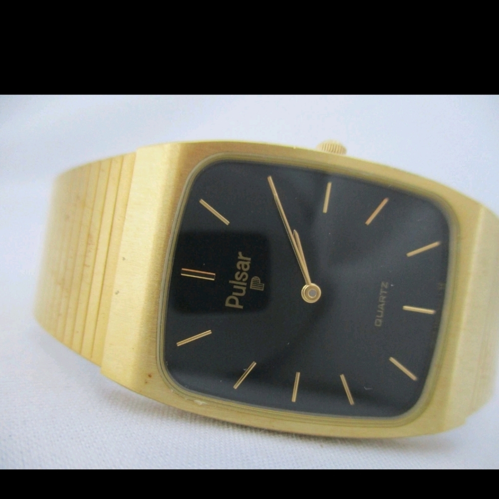 Pulsar Black Dial Gold Men's Watch